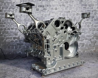 Audi A6 S6 RS6 4.2l V8 Engine Block Coffee Table Block Motortisch Tisch Motorblock Motor Restaurant Supercar chrome no.2
