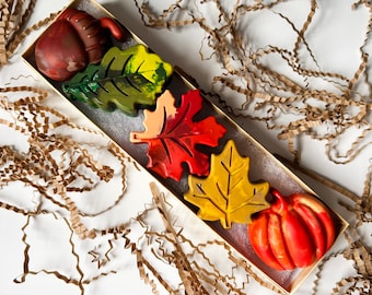 Fall Colors Crayon Set: Handmade Autumn Leaves Pumpkin Crayons