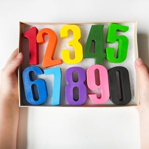 Crayon Numbers 0-9 Set: Montessori Learning Toy, Birthday Gift