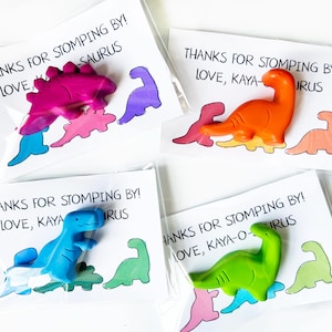 Recuerdos de fiesta de crayones de dinosaurios / Libro para colorear de dinosaurios / Etiquetas de regalo personalizables, juegos al por mayor