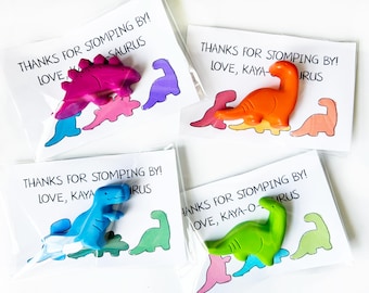Dinosaur Crayon Party Favors | Dinosaur Coloring Book | Customizable Gift Tag, Bulk Sets