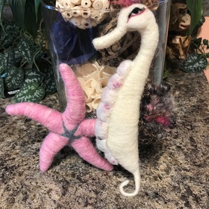Felted Sea horse In Beautiful White.