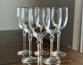 Lenox Innocence Platinum Crystal Wine Glasses – Set of 6 Platinum Rimmed Stemware
