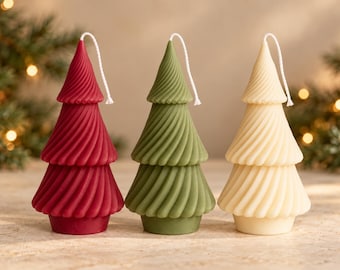 Christmas Tree Candle, Handmade Soy & Beeswax, Holiday Decor, Christmas Gift