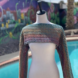 Crochet Bolero/ Crochet Mesh Sleeves/ Top