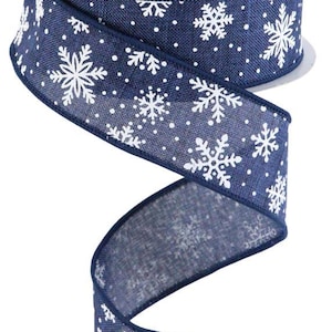 1.5&quot; x 10yd Mini Snowflake On Royal - RGC182319