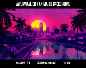 Cyberpunk Animated Stream Background: Neon Synthwave City (Seamless Loop)