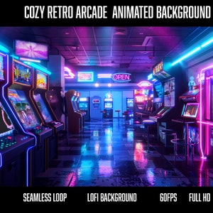 Retro arkad animerad streamingbakgrund: LoFi sömlös loop (MP4)