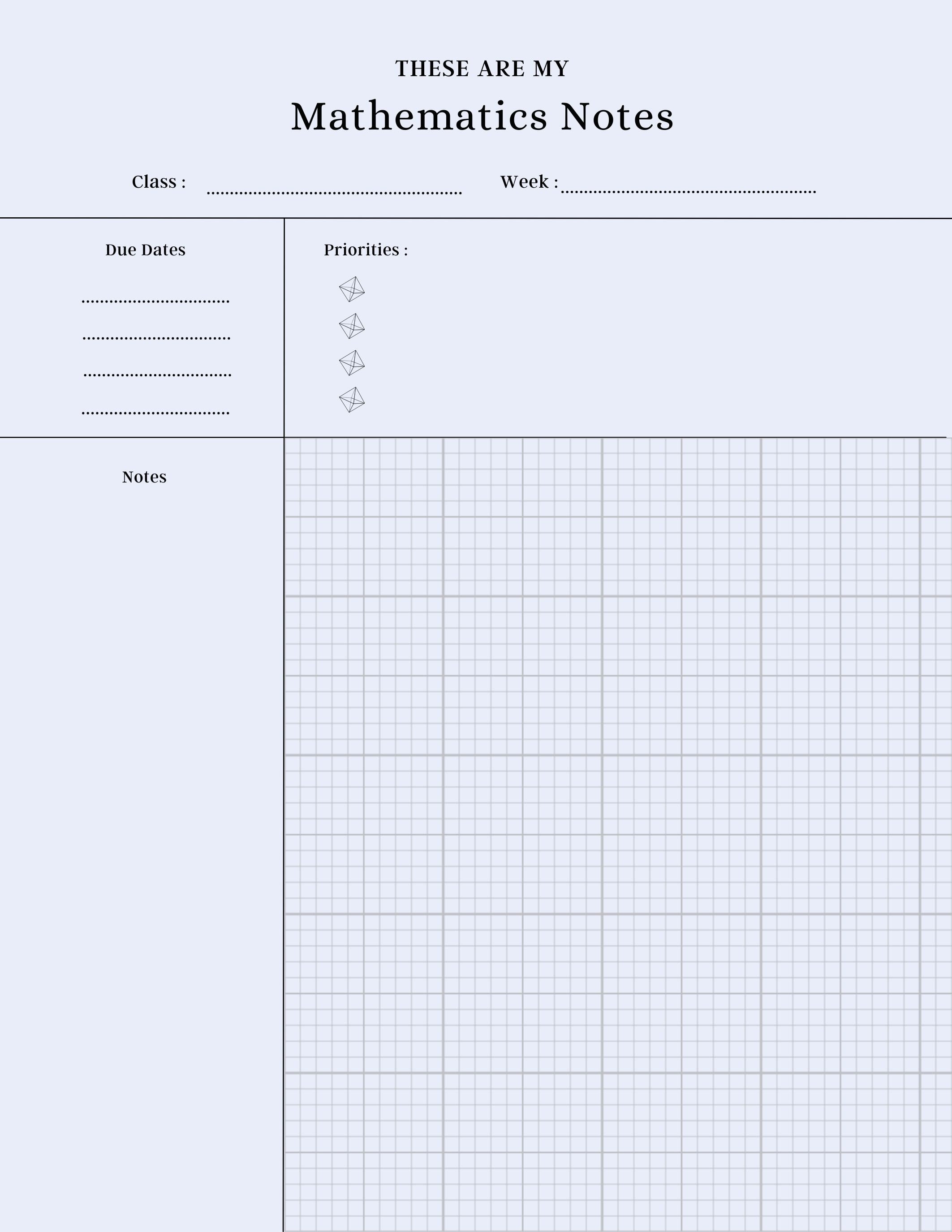 Math Notes With Graphs (3 Page Variations) - Etsy