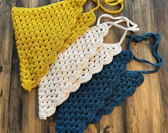 Boho gehaakte bandana | 100% katoen | Haarsjaal | Hoofddoek | Hoofddeksel | Cadeaus | Accessoires | Handgemaakt