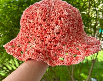 Granny Stitch Crochet Bucket Hat | 100% Cotton | Summer Hat | Crochet Gifts | Handmade | Multicolor | Retro | Fisherman Hat