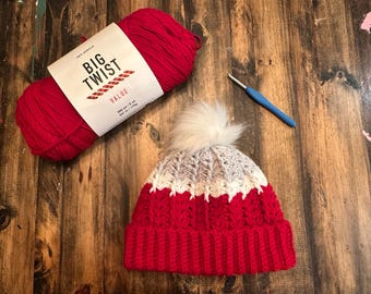 De Ohio State University Game Day-beanie | Gehaakte muts | Gehaakte kleding | Buckeyes | Scarlet | Grijs | Handgemaakt | Voetbal | Teamgeest: