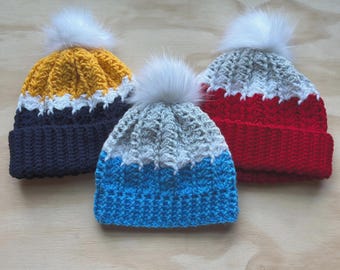 AANGEPASTE Game Day gehaakte muts | Koksmuts | Hoed | Rodelbaan | Teamkleuren | Handgemaakt | Accessoires