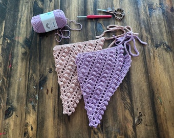 Gehaakte bandana met bobbelsteek | 100% katoen | Haarsjaal | Hoofddoek | Boho | Accessoires | Handgemaakt