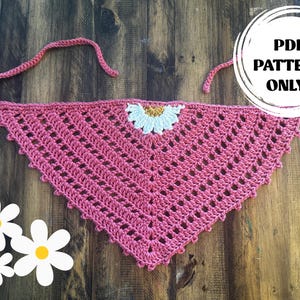 CROCHET PATTERN | Crochet Daisy Bandana Pattern | Hair Kerchief | Head Cover | Hair Accessories | Boho | Festival | PDF pattern only