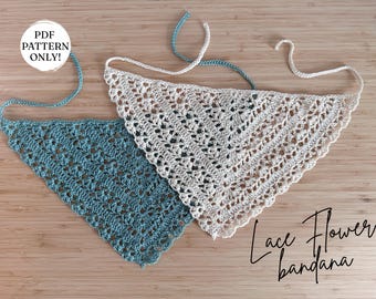 GEHAAKT PATROON | Kanten bloemenbandana | Downloadbare pdf