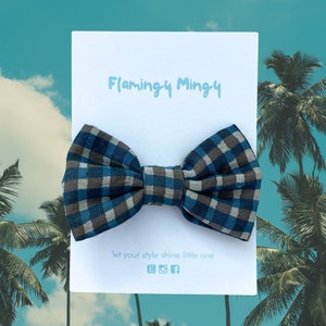 Gingham Hairbow in Blue and