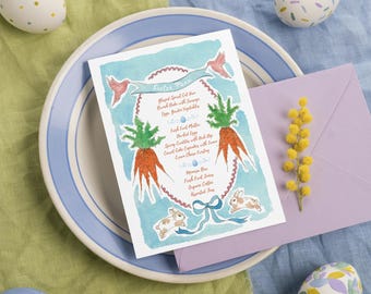 Easter Menu Digital Download Template // Easter Dinner Watercolor Menu // Whimsical Vintage Spring Easter Menu // Easter Bunny Decor