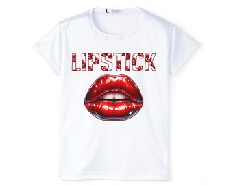 Schwüles Red Lips 'LIPSTICK' T-Shirt - Glamouröses Grafik-T-Shirt mit glänzendem Lippenaufdruck