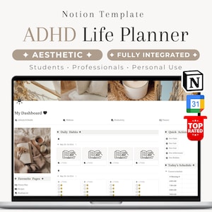 ADHD Life Planner Notion Template: Daily Life Dashboard (Digital Download)