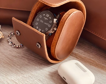 Estuche de reloj de cuero personalizado para hombre, caja de reloj personalizada para padrino de boda, estuche de viaje para reloj, soporte portátil para reloj, regalo para él, regalo de cumpleaños