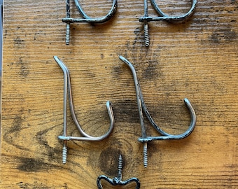 Antique Farmhouse Wire Coat Hooks (Set of 4 single hooks + 1 double hook)