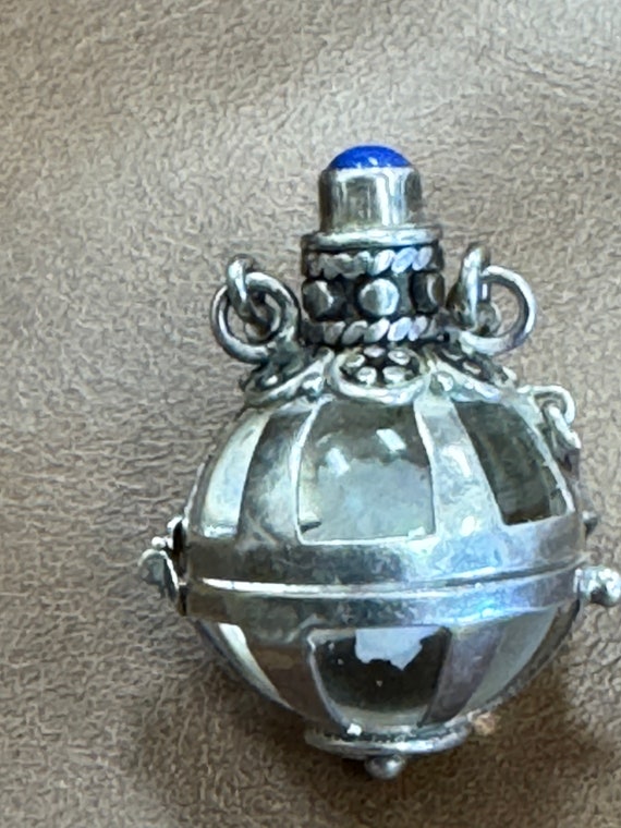 Unique sterling silver opal glass ball pendant