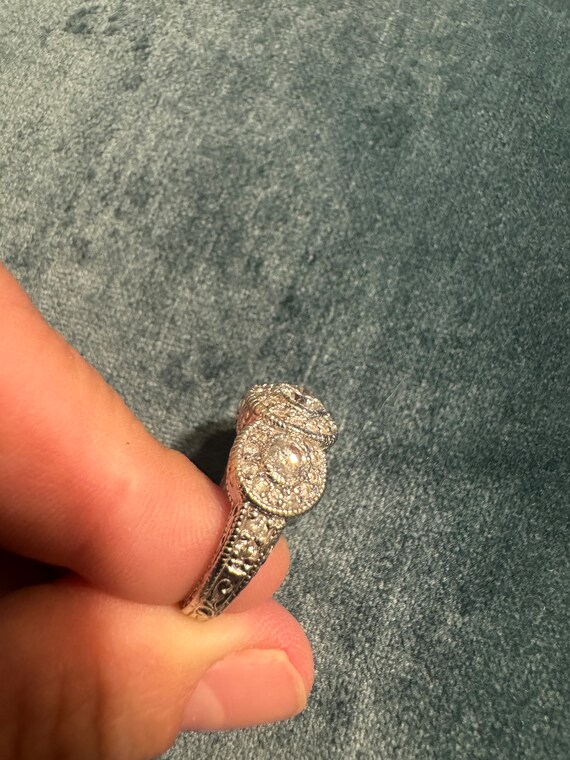 14k White Gold Three Stone Round Cut Diamond Ring - image 4