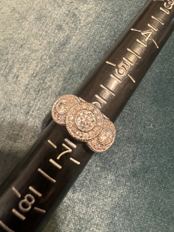 14k White Gold Three Stone Round Cut Diamond Ring - image 6