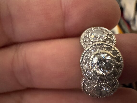 14k White Gold Three Stone Round Cut Diamond Ring - image 8