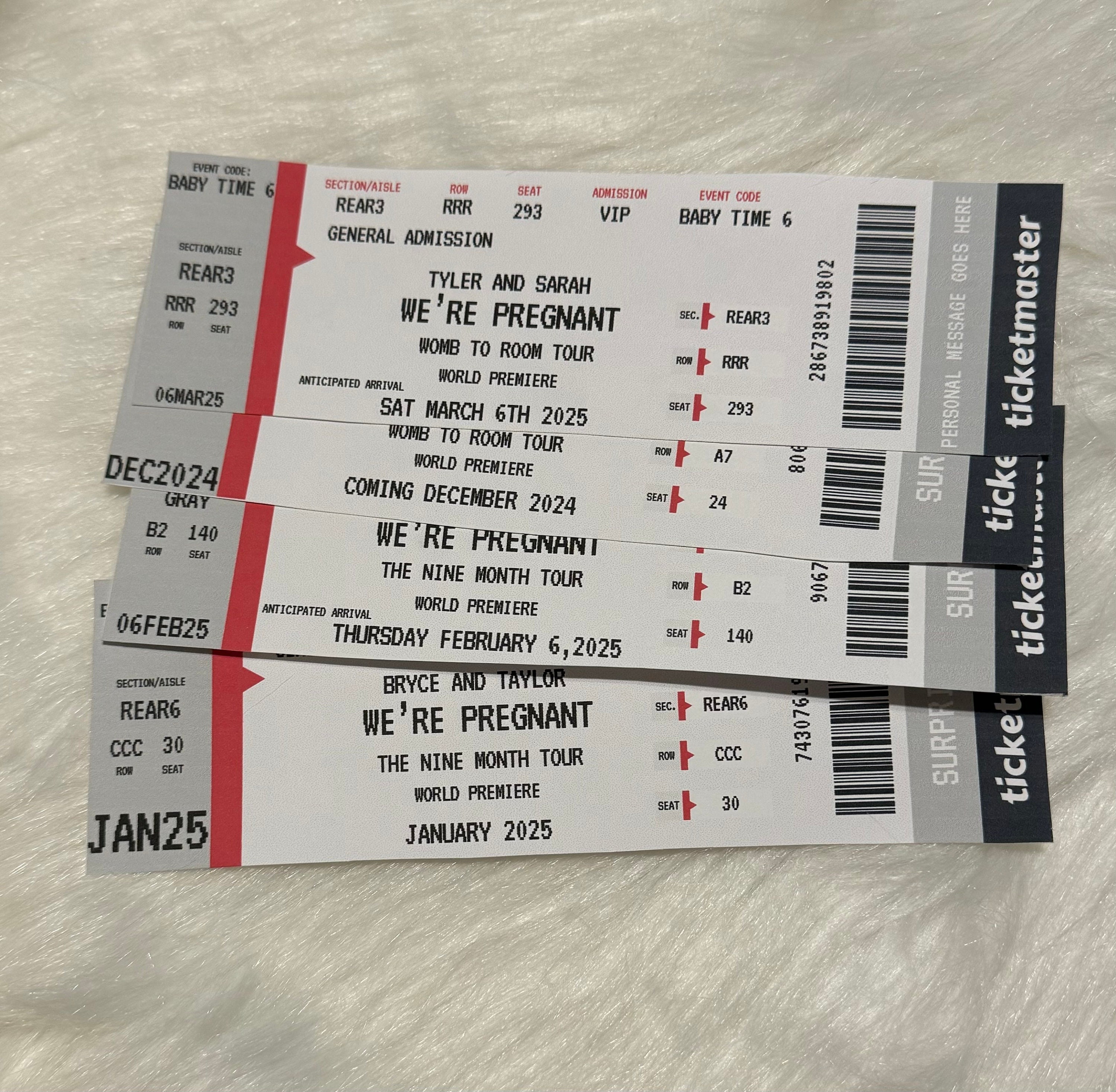 Pregnancy Announcement Tickets