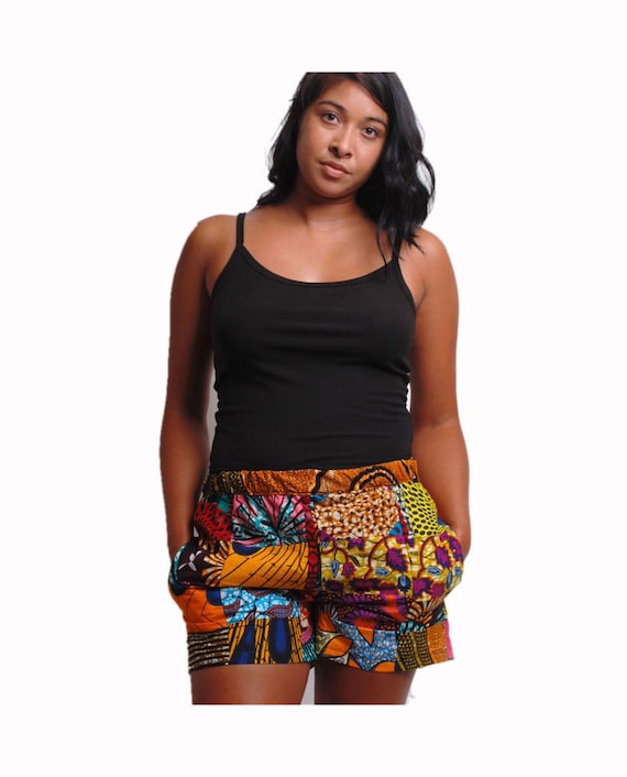 patchwork african print shorts - ankara african pr