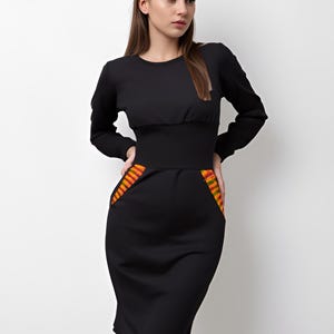 african dress for women - sweater dress with kente trims by African clothing etc