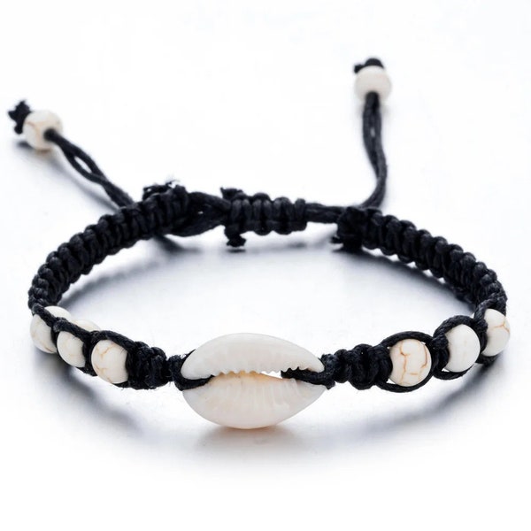 cowrie shell bracelet handmade - sea shell & beads jewelry