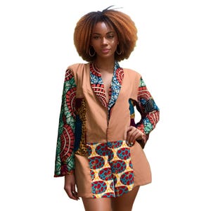 african print jacket - color block ankara blazer by africanclothingetc