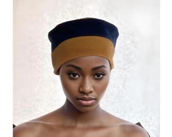 mudcloth hat for women - blue jeans and mud cloth hat with denim strip - africanclothingetc
