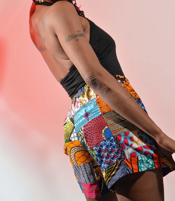 Patchwork African Print Shorts for Women - Ankara… - image 3