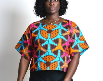 african crop top with short sleeves