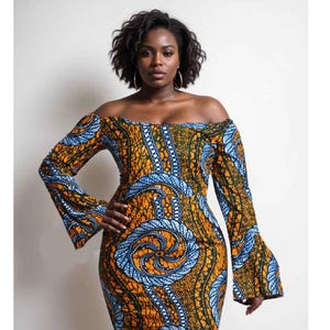 africa dress off-shoulder for women by africanclothingetc