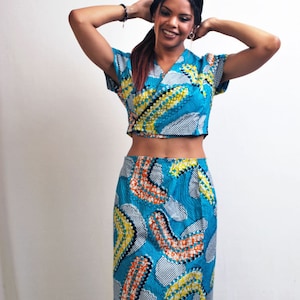 african print skirt set - ankara pencil midi skirt and top by africanclothingetc
