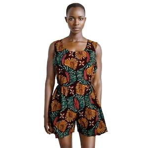 ankara jumpsuit women with wide legs - tank top african print romper by africanclothingetc