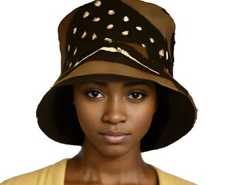 African Mudcloth Bucket Hat – Brown and Black Print