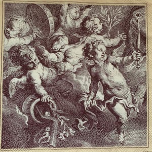 Cherubs Victorian Style Angels Theme Vintage Craft Napkins, One Luncheon Napkins