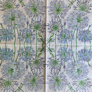 Tovaglioli Tiflair Agapanthe Bleu 3 Veli: Tovaglioli Lunch Con Tecnica Decoupage
