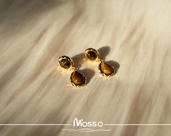 Maillard color tiger's eye vintage eardrops