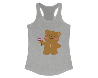 lesbian pride bear! cotton racerback tank