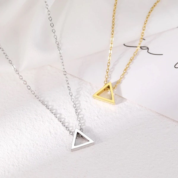 Pyramid Triangle Necklace Gold Silver Color