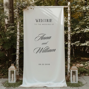 Custom Fabric Wedding Welcome Sign – Personalized Linen Ceremony Sign & Elegant Wedding Decor