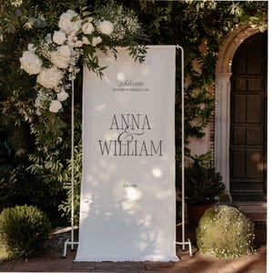Modern Wedding Welcome Sign, Fabric Sign, Wedding Fabric Welcome Sign, Custom Linen Wedding Sign, Linen Wedding Banner, Wedding Welcome Sign