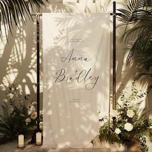 Custom Fabric Wedding Welcome Sign – Personalized Linen Ceremony Sign & Elegant Wedding Decor